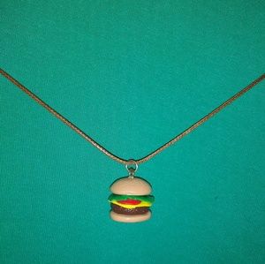 Polymer Clay Burger Charm Necklace